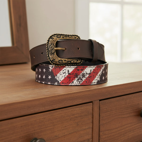 americana top grain brown leather belt