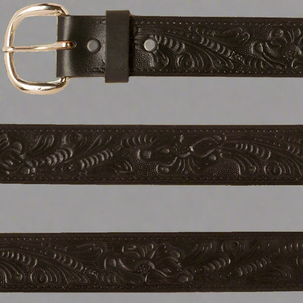 black floral tooled leather belt