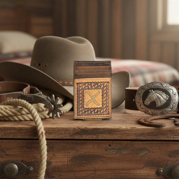 twisted x embossed money clip front pocket card wallet