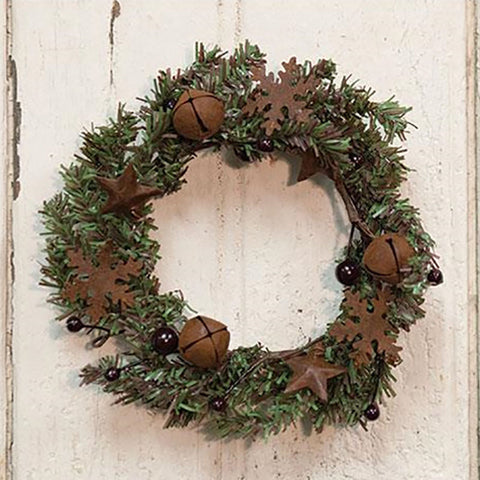 Pine Cones Stars Jingle Bells & Snowflakes Candle Wreath