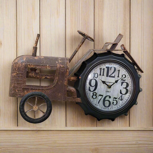 rusty tractor wall clock