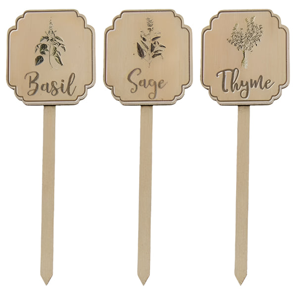 garden herb plant stakes set of 3