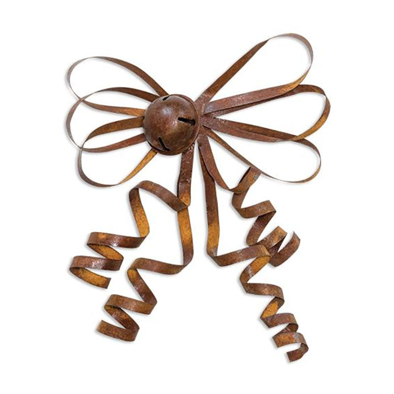 rusty bow metal bell ornament set of 3