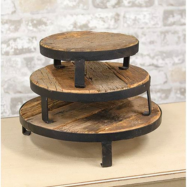 weathered wooden table risers