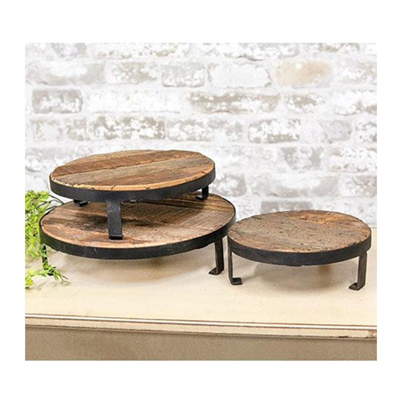weathered wooden table risers