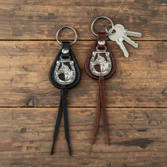 Leather Horsehead Concho Key Ring KC-610 | Buffalo Trader Online