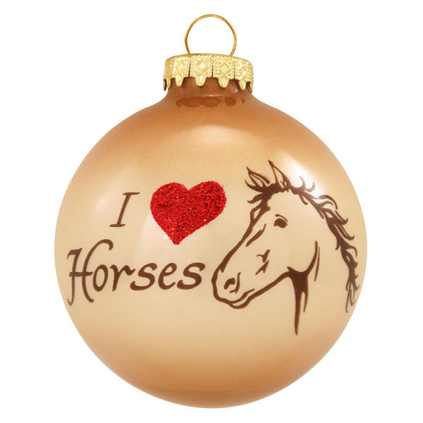 i love horses glass ball ornament