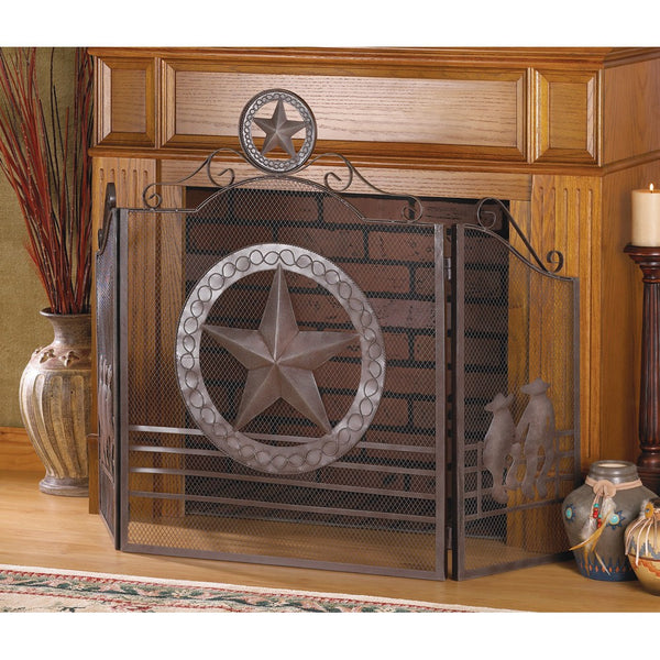 texas lonestar metal fireplace screen