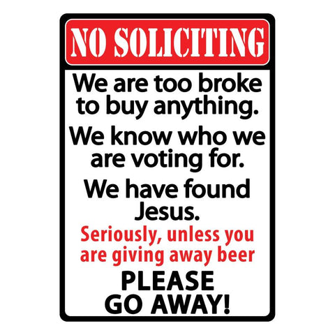 No Soliciting Sign