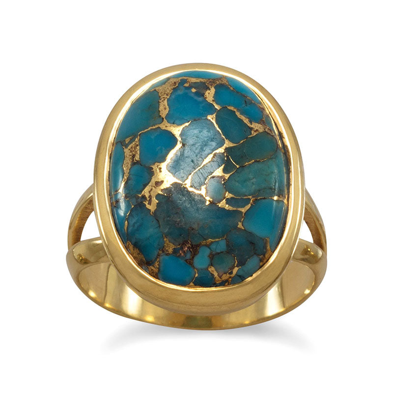 14k gold stabilized turquoise ring
