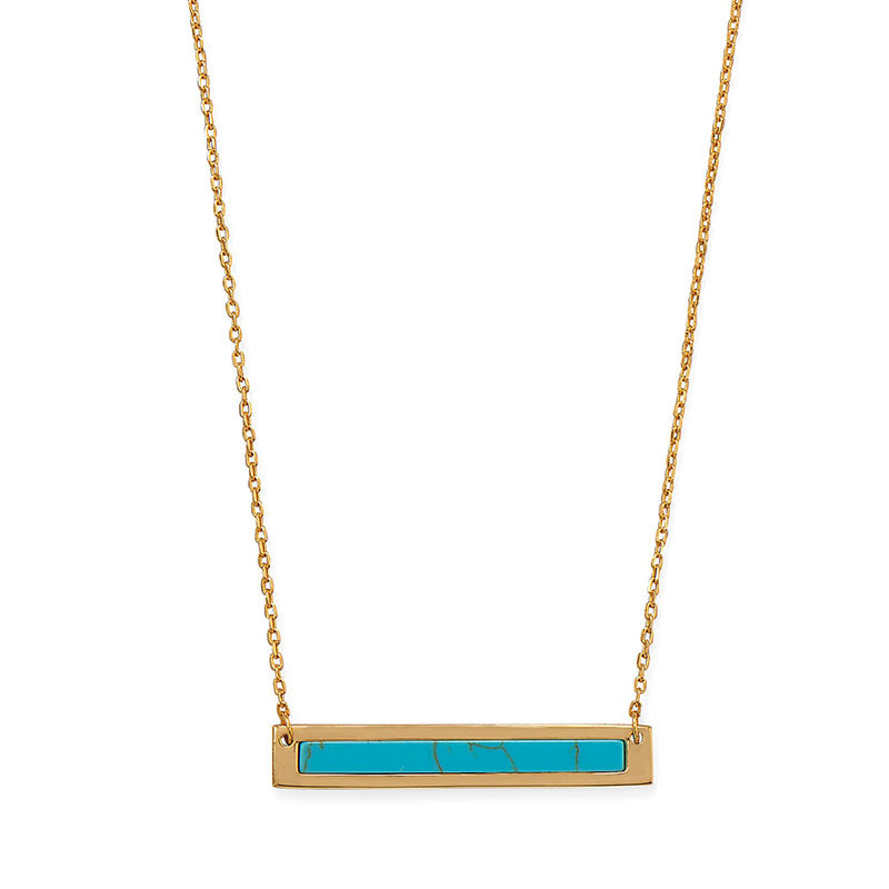 14k gold turquoise bar necklace
