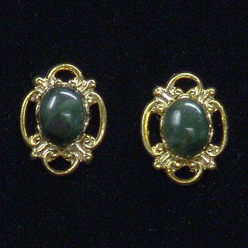 wyoming jade victorian filigree oval earrings