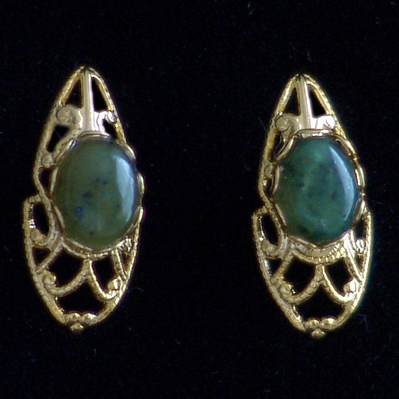 wyoming jade oval filigree earrings