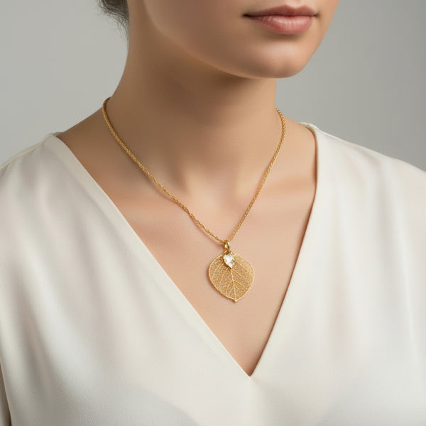 aspen gold leaf necklace