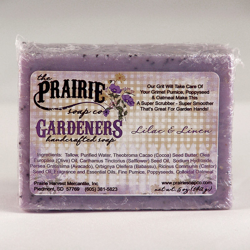 prairie soap co lilac & linen gardeners scrubby hand soap