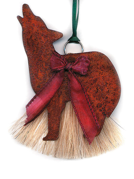 cowboy collectibles natural horse hair wolf christmas ornament