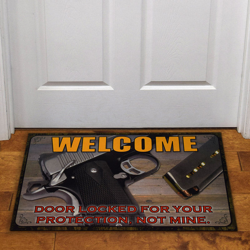 door locked for your protection welcome mat