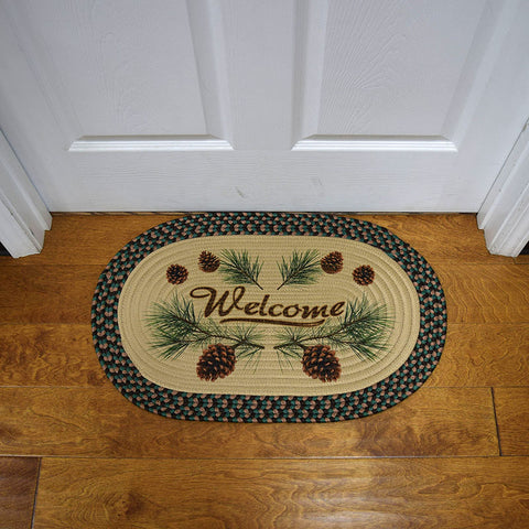 Oval Braided Pinecone Welcome Rug