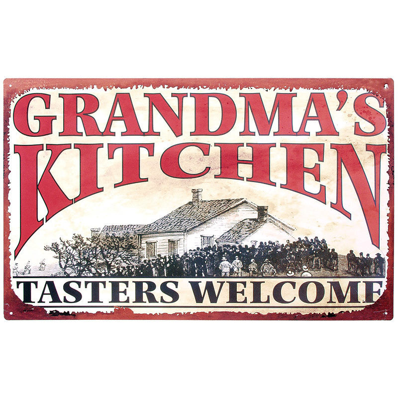 grandmas kitchen tasters welcome tin sign