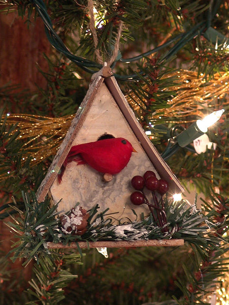 woodland bird house christmas ornament