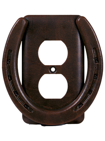 rusty horseshoes single outlet cover