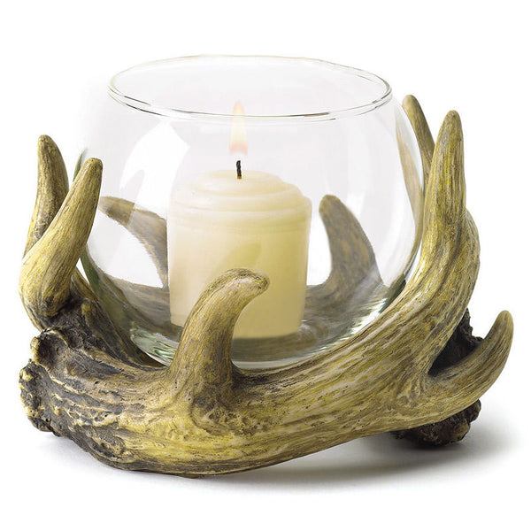 rustic faux deer antler candle holder
