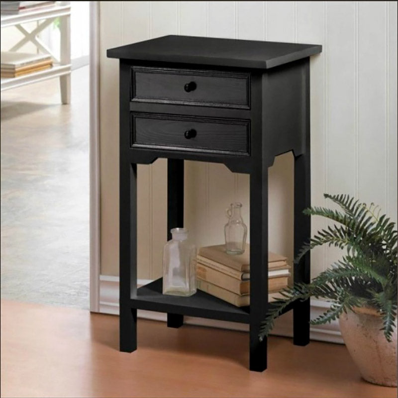 black two drawer side table