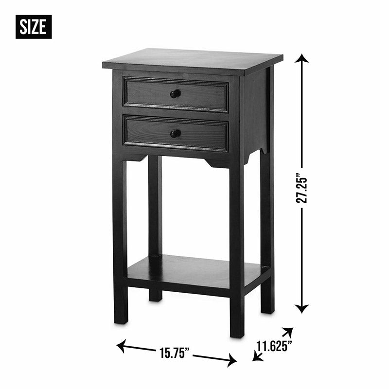 black two drawer side table