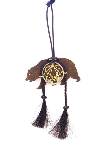 cowboy collectibles natural horse hair grizzly bear dream catcher