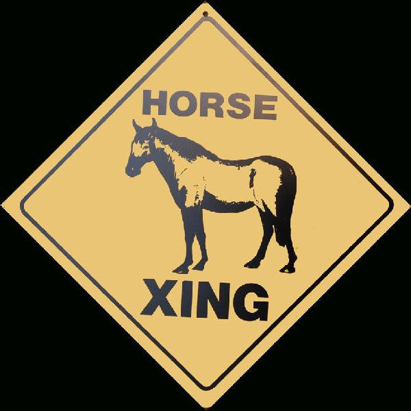 horse crossing road sign