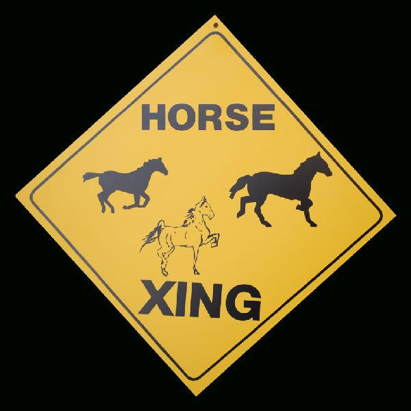 three horse crossing road sign