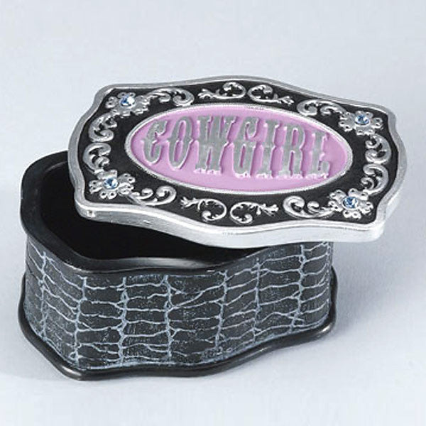 cowgirl pink rodeo buckle trinket box