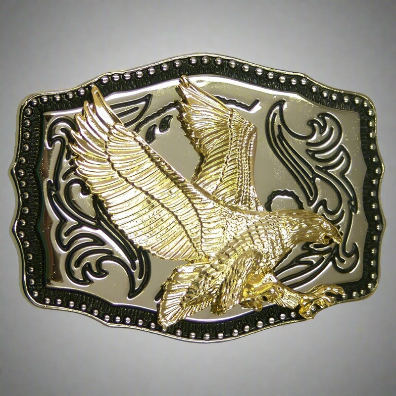 Belt Buckle with Antique Silver Finish - Eagle Design