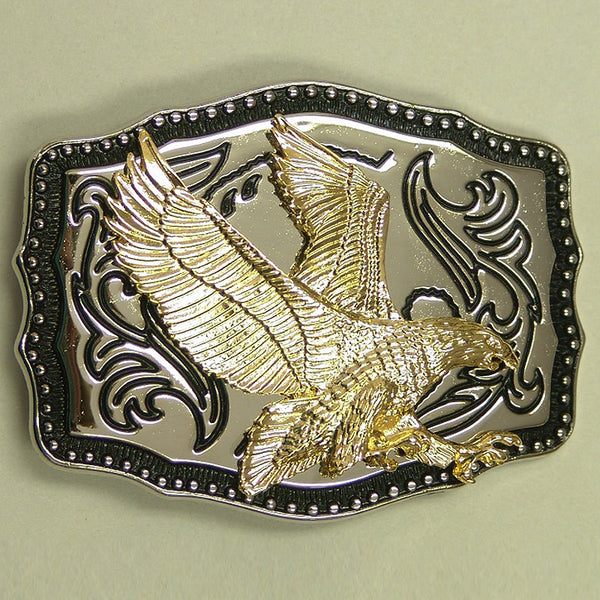 mens ladies gold & silver american eagle belt buckle