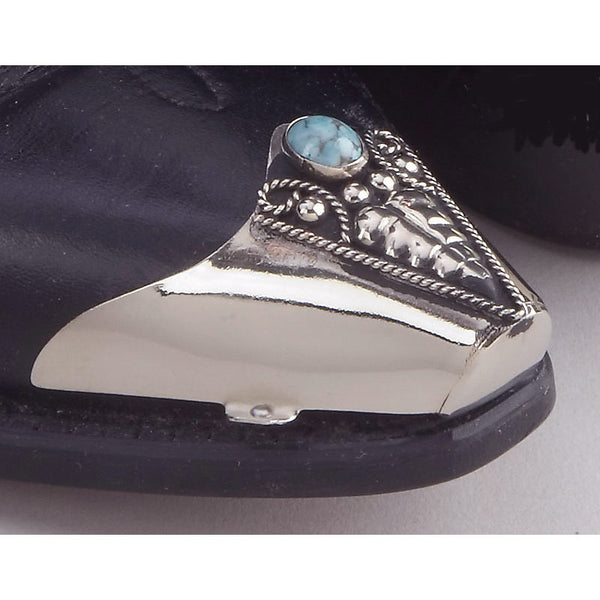 genuine turquoise & silver cowboy boot toe tips