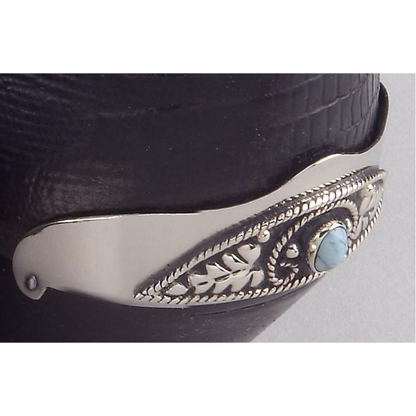 genuine turquoise & silver cowboy boot heel guards