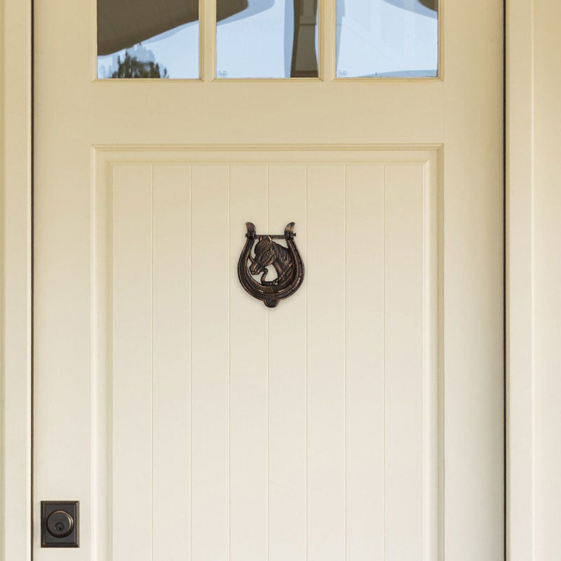 horseshoe horsehead cast iron door knocker