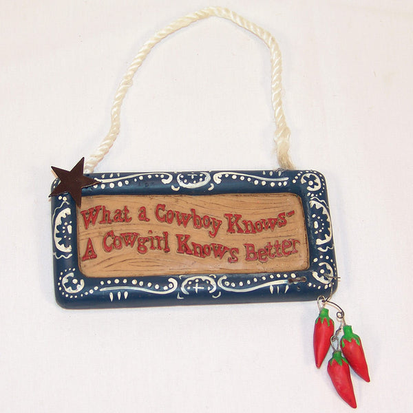 a cowgirl knows better christmas ornament