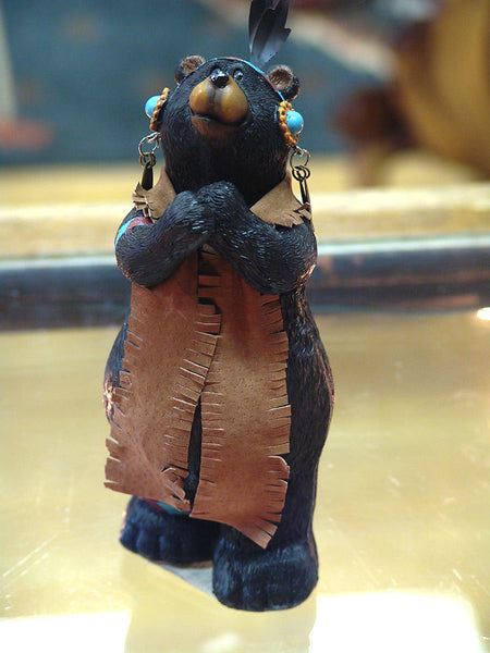 native american dressed black bear girl