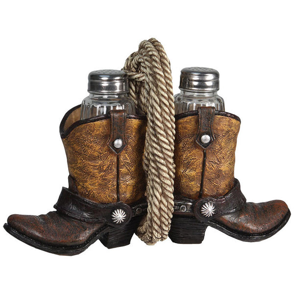 western cowboy boots and rope salt & pepper shakers
