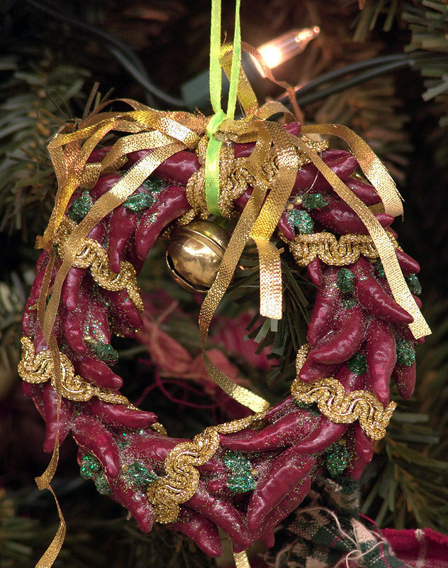 southwestern hot chili pepper christmas wreath ornament