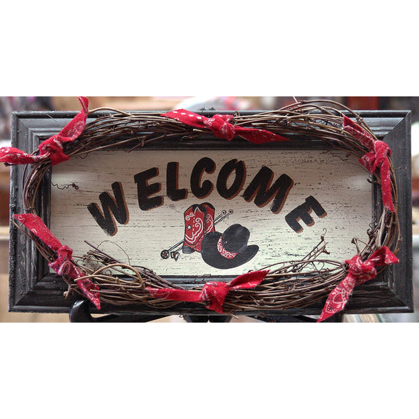 large red bandanna western welcome sign