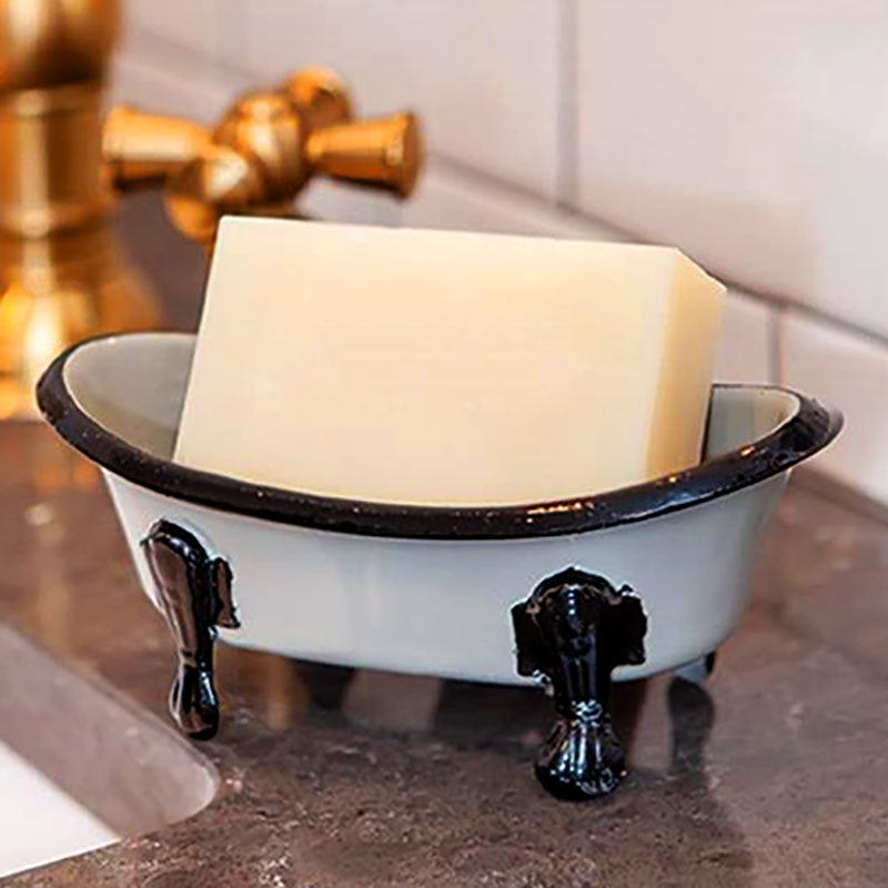 black rimmed clawfoot bathtub soap dish