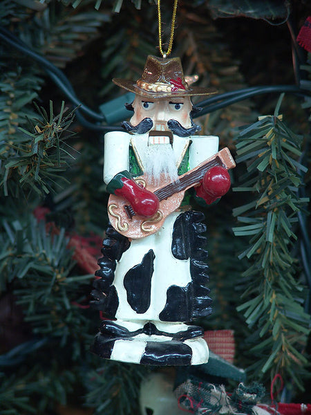cowhide cowboy nutcracker christmas ornament