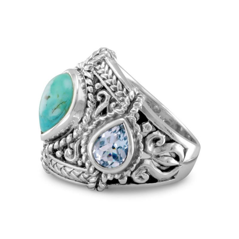 blue topaz and turquoise ring