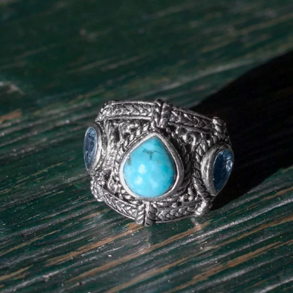 blue topaz and turquoise ring