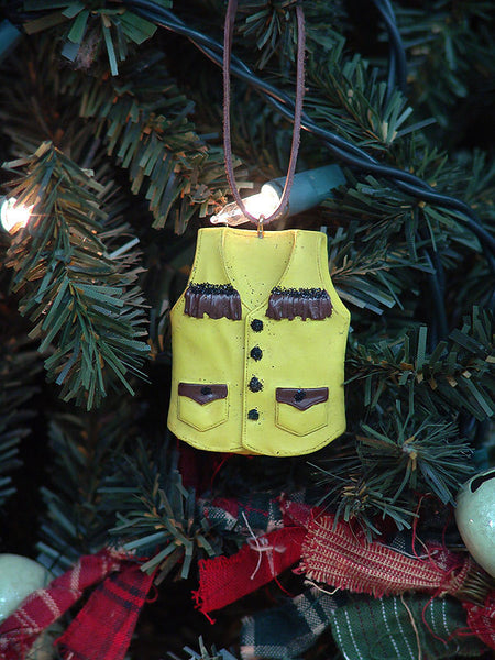 fringed cowboy vest christmas ornament