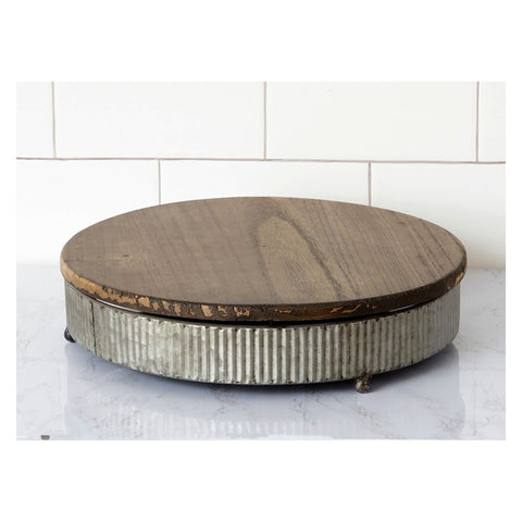 Corrugated Metal and Wood Lazy Susan