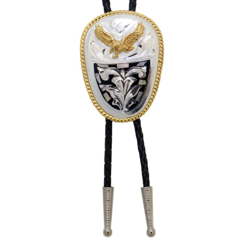 german silver an abalone oval eagle bolo tie