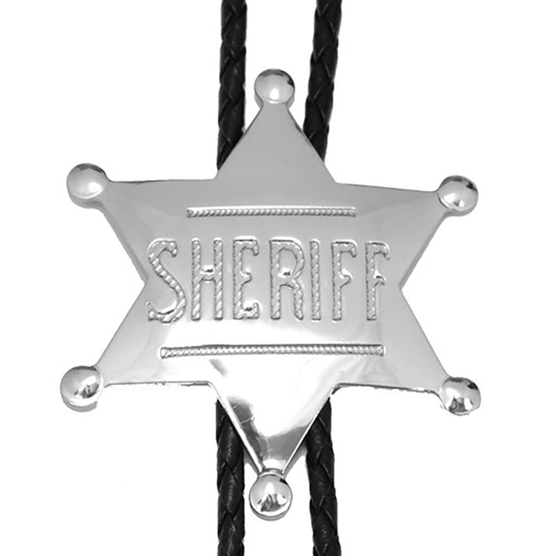sheriff badge bolo tie silver